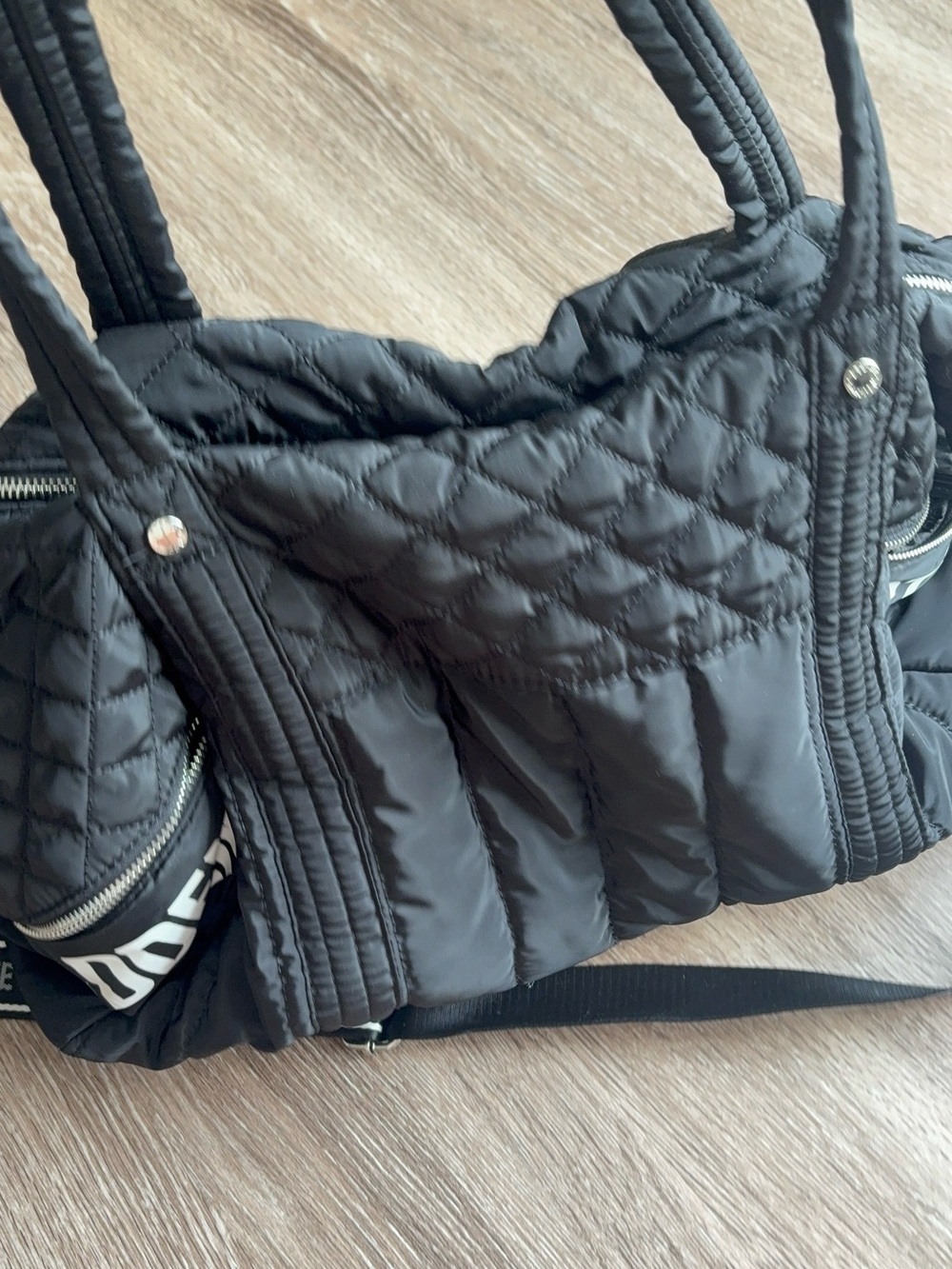 Steve Madden Black Quilted Nylon Weekender Duffel - Picture 4 of 14
